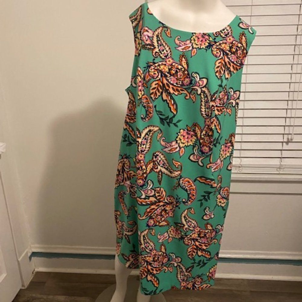 Roz & Ali Kelly Green/Pink Paisley sleeveless dress, size 18